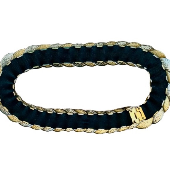 Vintage Metal Stretch Belt gold silver hammered coin circles S M L Disco retro - Picture 9 of 11